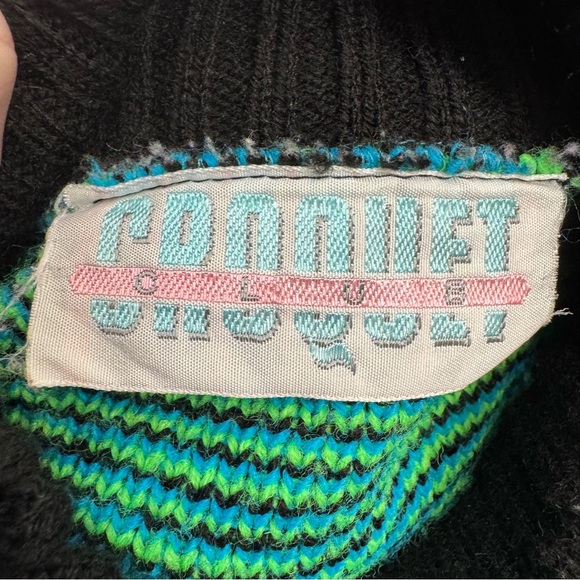 Vintage Croquet Club Turtleneck Sweater Mock Neck Colorful 1980s Large - Picture 5 of 6